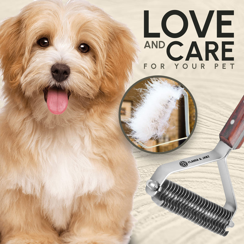 Flamia & Jabz Undercoat Rake for Dogs & Cats, Dematting Grooming Stripper Tool (24 Blades) 24 Blades