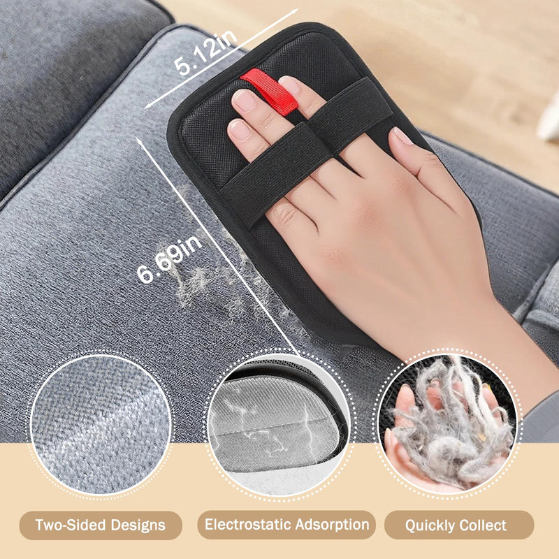 QQM 2026 Upgraded Pet Hair Remover Glove, Double-Sided Reusable Electrostatic Grooming Mitt for Cats & Dogs, Effective Fur Removal from Furniture, Couch, Carpet, Clothes, Bed & Car Seats