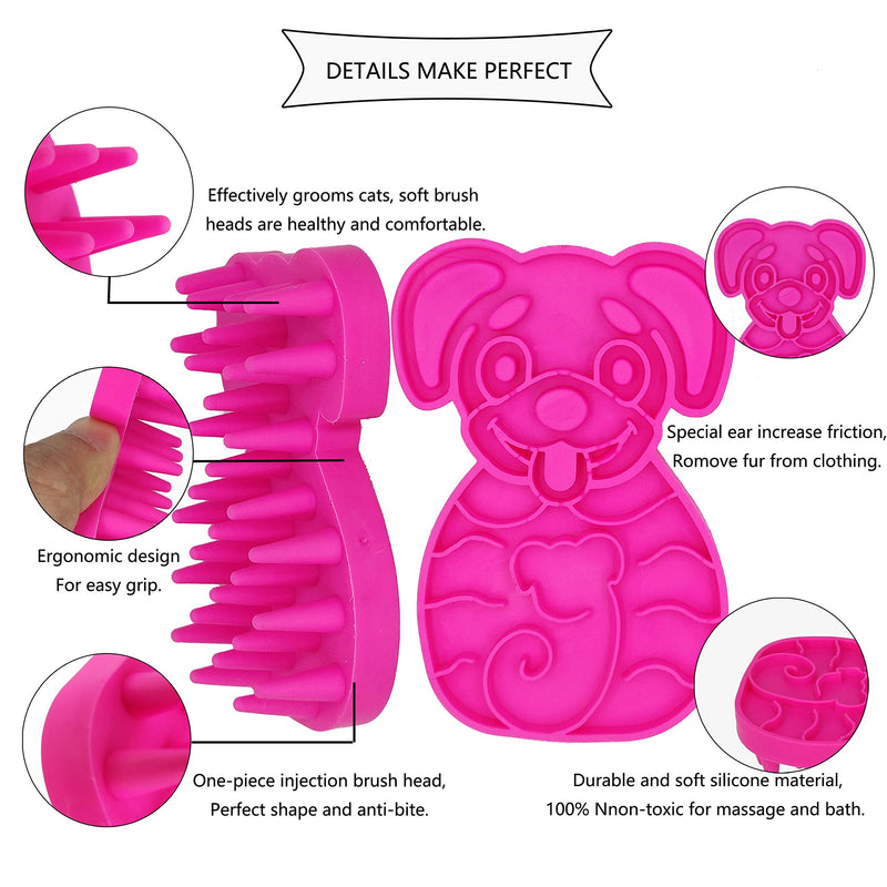 KIRTI Groom Brush,Massag Brush for Dogs, Cats, Small Animals and Pets with Short Hair Grooming Bathing Massaging and Deshedding Silicone Brush,Soft Rubber Bristles Pink - PawsPlanet Australia