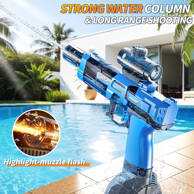 Electric Water Guns for Kids, Water Blaster Squirt Guns with Flashing Muzzle,Range up to 32ft, Summer Outdoor Beach Swimming Pool Party Toys, Gift for Kids Age 8 9 10 11 12 Years Old Boys Pistol Blue - PawsPlanet Australia