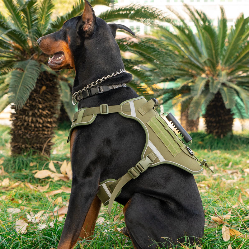 Tactical Dog Vest,Harness for Large Medium Dogs Reflective No Pull Adjustable Pet Harness Walking Training Running,Easy Control Pet Vest for Military Use Service Dog Harnesses(Green,M) Green - PawsPlanet Australia