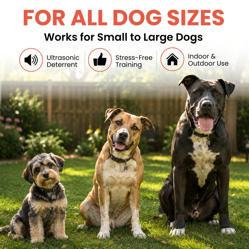 NoBark Ultra Dog Trainer - Rechargeable Ultrasonic Anti Barking Device for Dogs, Bark Deterrent & Outdoor Dog Repellent | Handheld Sonic Dog Training Tool with LED Flashlight & Laser