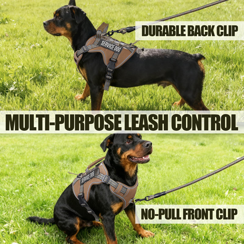 Service Dog Tactical Vest Harness and Leash Set Medium Sized Dog Emotional Support- Tactical Dog Harness Training Collar with Name (Khaki, M) Khaki - PawsPlanet Australia