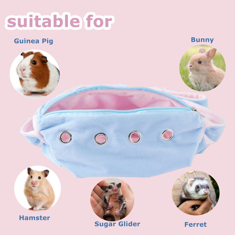 Meow&Woof Sugar Glider Bonding Pouch Small Pet Carrier Bag Sling with Strap Critter Cuddler for Gliders Ferret, Rat, Hedgehog, Hamster Outdoor-Blue Blue - PawsPlanet Australia