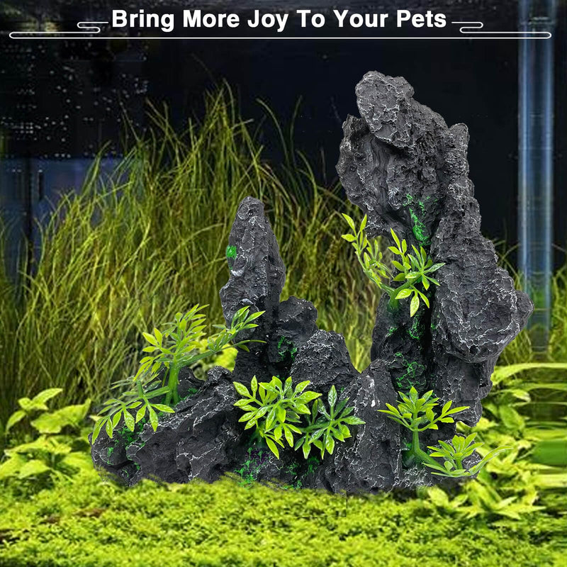 Aquarium Mountain View Stone Ornament - Aquarium Small Rock Decor Cave for Fish Tank,Aquarium Decorations Small,Small Aquarium Decoration for Fish Tank - 7.3 Inches High - PawsPlanet Australia