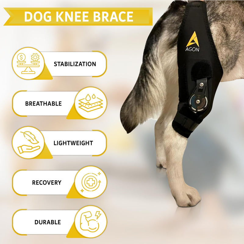 AGON Dog Knee Brace – Professional Knee Support Brace for Dogs with Adjustable Hinge Stabilizer – Premium Neoprene Hip Brace for Knee Support, Dog Recovery, and Joint Support (Left Leg, Small) Left