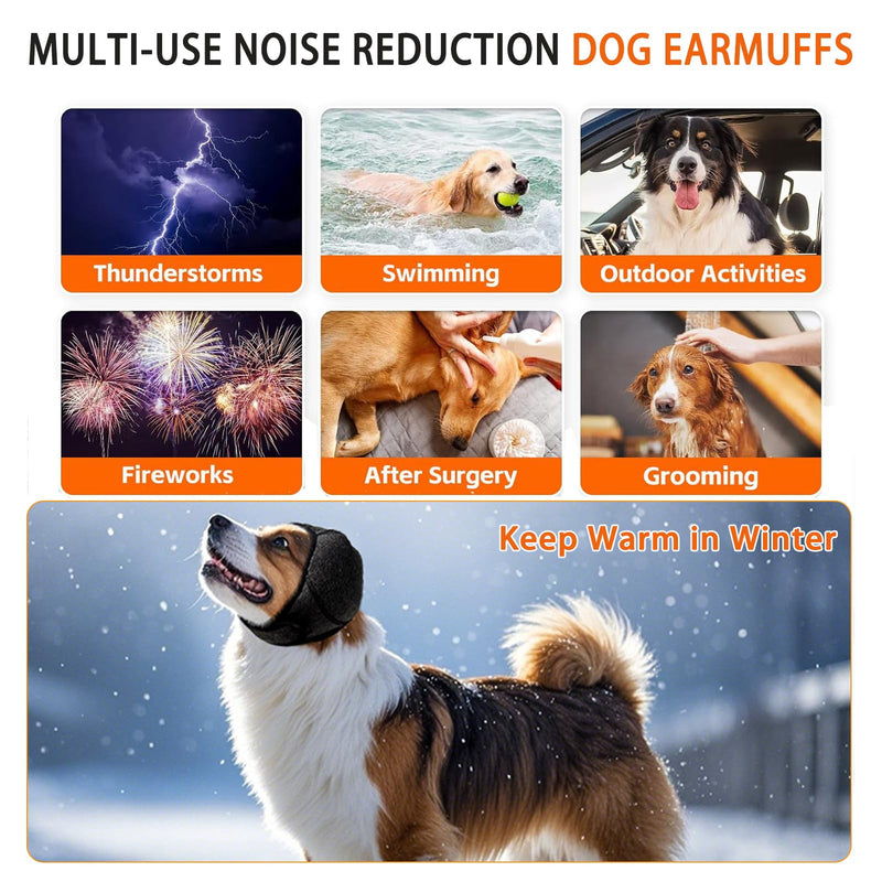 Dog Ear Muffs for Noise Protection No Flap Ear Wraps Calming Hoodie Dogs Anxiety Relief and Thunder Firework, Grooming and Force Drying Shower Cap for Bath Head Cover for Dog M Grey