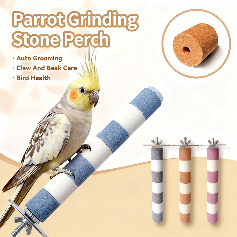 AOTU Bird Perch Rough-surfaced Parrot Perch Bird Stand for Cage– Durable Beak & Claw Trimming Grinding Stone for Conure, 7.9” x 1” – Safe Non-Toxic Long-Lasting Cockatiel Cage Accessory Blue and White 7.9” - PawsPlanet Australia