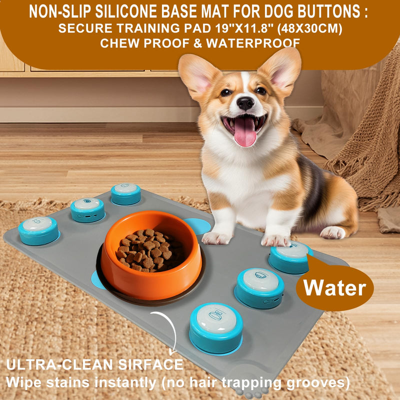 Dog Buttons for Communication – 6 Pack Rechargeable Dog Talking Buttons Starter Kit with Non-Slip Mat, High-Sensitivity & 24s Voice Recording 49 Stickers Pet Training Buttons for Dogs & Cats - PawsPlanet Australia