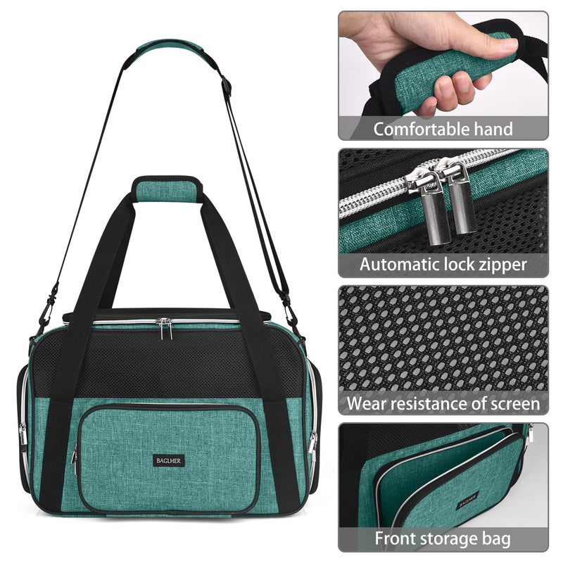 BAGLHER Pet Travel Carrier, Cat Carriers Dog Carrier for Small Medium Cats Dogs Puppies, Airline Approved Small Dog Carrier Soft Sided, Collapsible Puppy Carrier. Green - PawsPlanet Australia