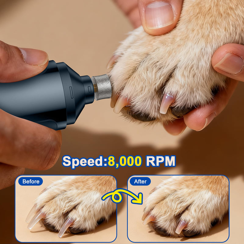 Dog Nail Grinder, Quiet and Low-Vibration Dog Nail Trimmers for Large Dogs, Medium, Small Dogs Cats Pets Blue - PawsPlanet Australia