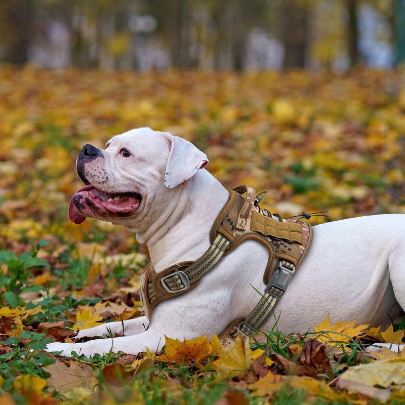Tactical Dog Harness With Handle, X-Large, Desert Camouflage 900D Nylon Vest. No Pull Breathable Harness With Adjustable Straps and Quick-Release Buckles - PawsPlanet Australia