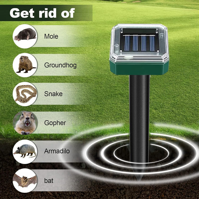 8 Pack Mole Repellent Solar Powered for Lawns Snake Repellent for Yard Gopher Trap Groundhog Vole Repellent Ultrasonic Spike Outdoor Waterproof Sonic Chipmunk Rodent Burrowing Animals Deterrent Stake - PawsPlanet Australia