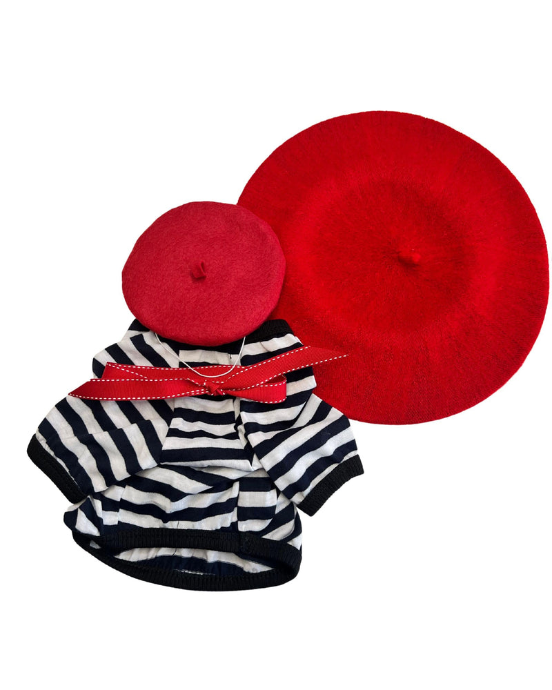 Cat and Human MATCHING berets! Twinning with the feline, with or without full french outfit! (Medium) Medium - PawsPlanet Australia