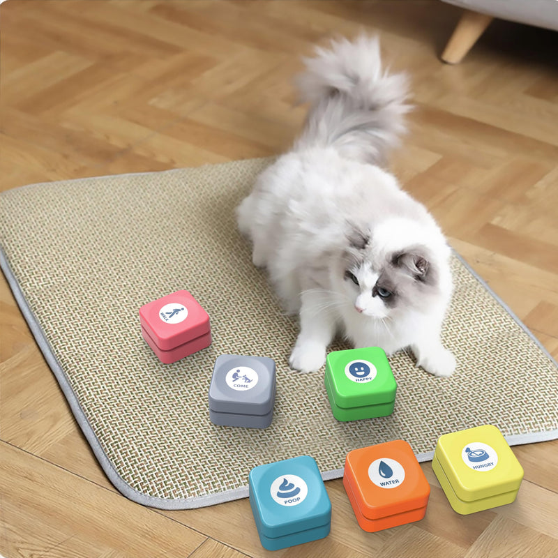 Rechargeable Dog Buttons for Communication Starter Pack,Training Dogs Talk Buttons Set Voice Recordable Gifts Funny for Study Office Home 6 Counts 6 Counts + Rechargeable + Stickers - PawsPlanet Australia