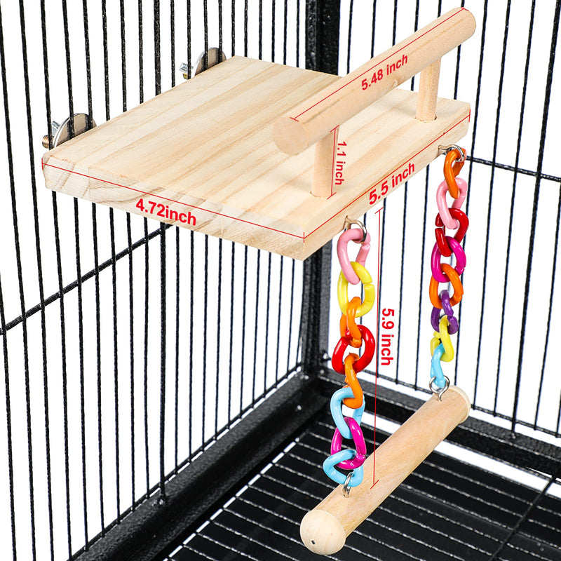 Bird Perches Cage Toys Parrot Wooden Platform Play Gyms Exercise Stands with Acrylic Wood Swing Ferris Wheel Chewing for Animals Green Cheeks, Baby Lovebird, Chinchilla, Hamster Budgie Platform+Swing - PawsPlanet Australia