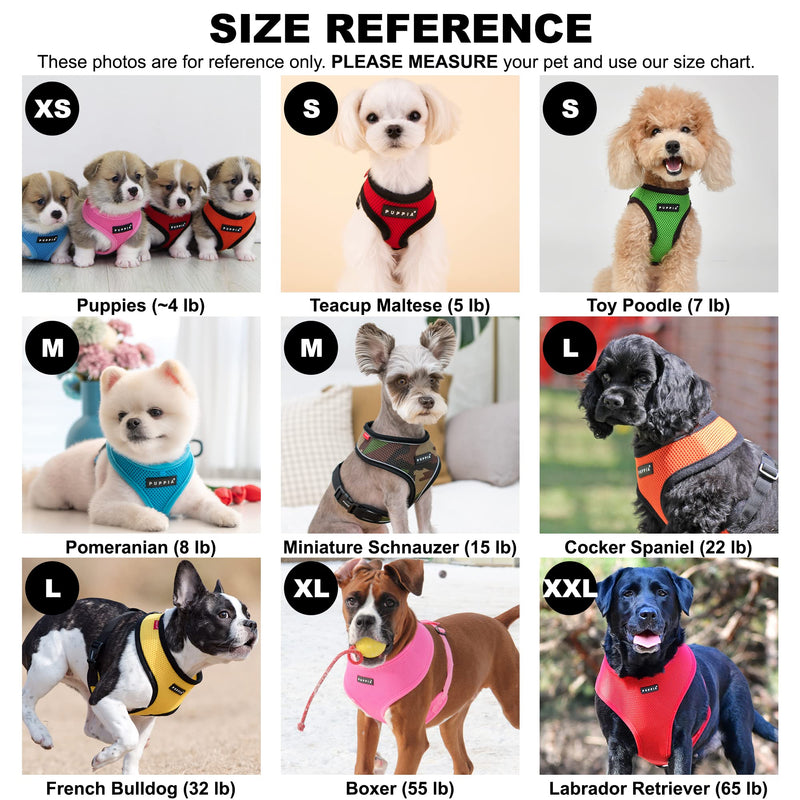 Puppia Soft Dog Harness No Choke Over-The-Head Triple Layered Breathable Mesh Adjustable Chest Belt and Quick-Release Buckle, Black, Medium M (Neck: 12", Girth: 16"-22") - PawsPlanet Australia