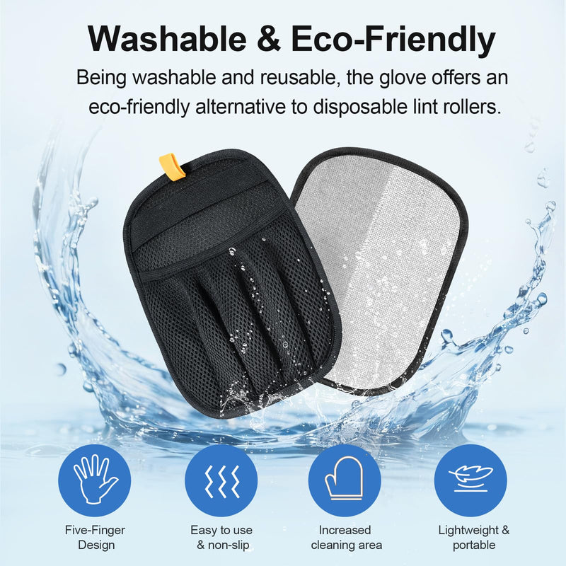 2Pcs Pet Hair Removal Glove for Cats & Dogs, 2025 Newly Upgraded Five-Finger Electrostatic Pet Hair Gloves, Reusable Pet Hair Remover Tool for Laundry, Couch, Carpet, Car Seat 2pcs-Black