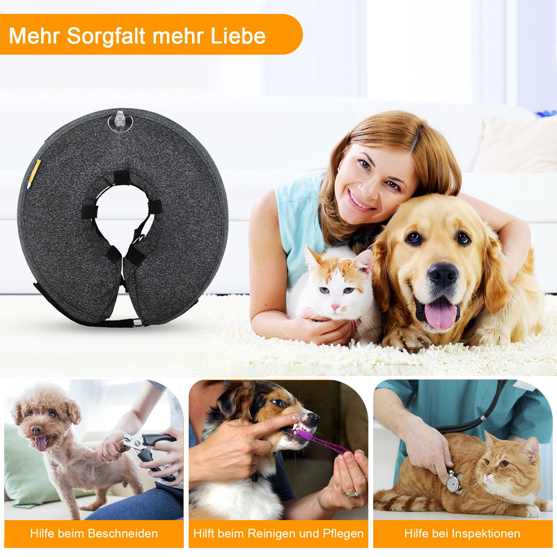 Inflatable Collar for Dogs and Cats, Protective Collar Dog with Adjustable Velcro Fastening, Dog Collar, Leak Protection for Recovery After Surgery or Wounds, Dog Leak Protection (L) large / 1