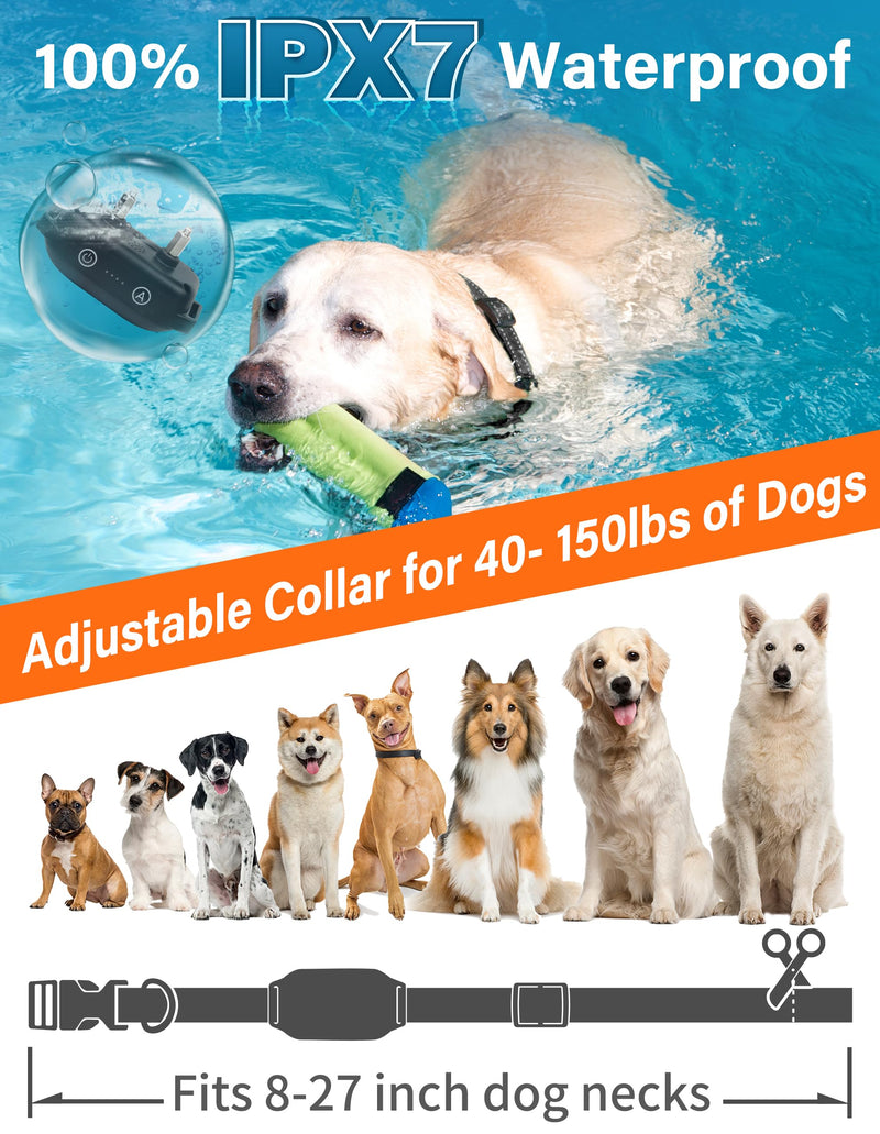 PaiPaitek Bark Collar with Remote and Automatic Mode - 3300ft Range Bark and Training Collar Combo, Shock Collar for Dogs 40-151 lbs Waterproof & Rechargeable Black - PawsPlanet Australia