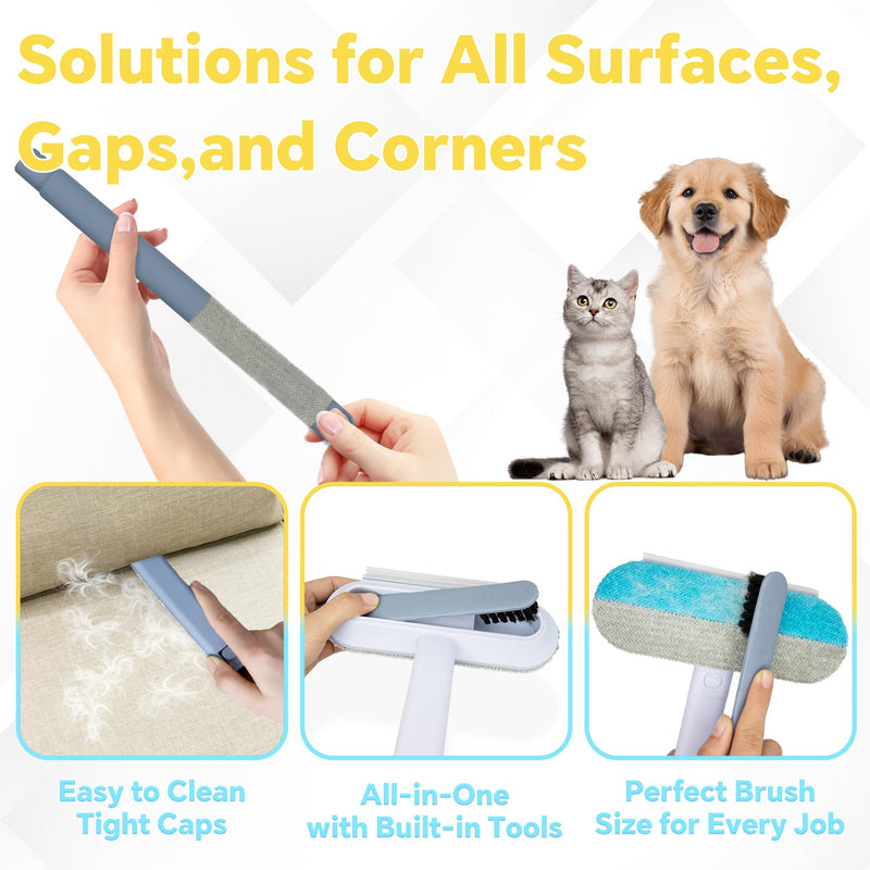 Pet Hair Removal Tool, 4 in 1 Cat and Dog Hair Remover, Gentle on Furniture, Reusable, Washable Cat Hair Remover Brush for Car, Couch, Carpet, Clothes, Window and Laundry - PawsPlanet Australia