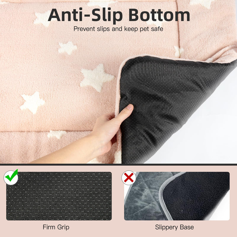 Mora Pets Dog Crate Pad Kennel Bed Crate Mat for Small Dogs Washable Cute Star Pet Bed for Dog Cage Ultra Soft Flat Puppy Cat Kitten Pillow Cushion for Sleeping Anti-Slip Pink 24 x 18 24''L x 18''W x 1.5''Th - PawsPlanet Australia