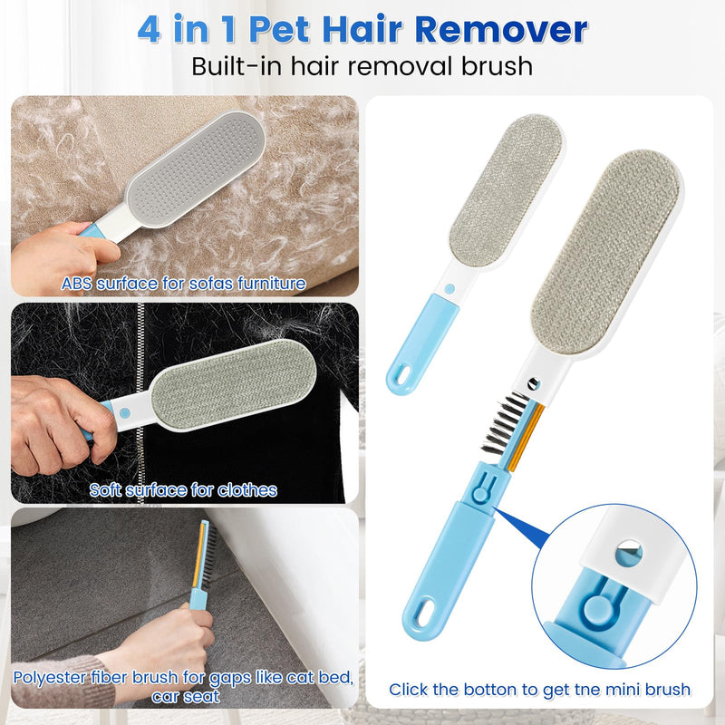 3-Pack Pet Hair Remover Tools, Carpet Rake for Pet Hair Removal, Long Handle Double-Sided Carpet Fur Removal Lint Scraper Brush Dog Cat Hair Remover for Sofa, Couch, Rug, Stairs, Clothes, Blue 3-Pack - PawsPlanet Australia