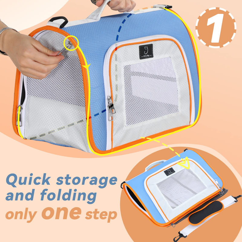 A 4 Pet Cat Carrier, Airline Approved Pet Carrier for Small Medium Cats Dogs Puppy with Safety Tether, Lightweight EVA Soft-Sided Bag, Anti-Collapse for Plane Car Train Vet