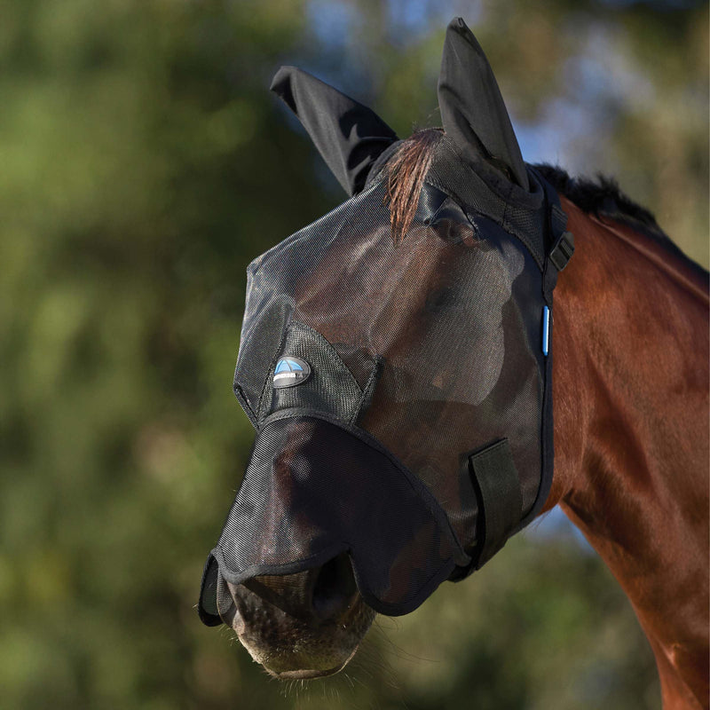 WeatherBeeta ComFiTec Insect Guard Fly Mask with Ears & Nose, Black, Medium M