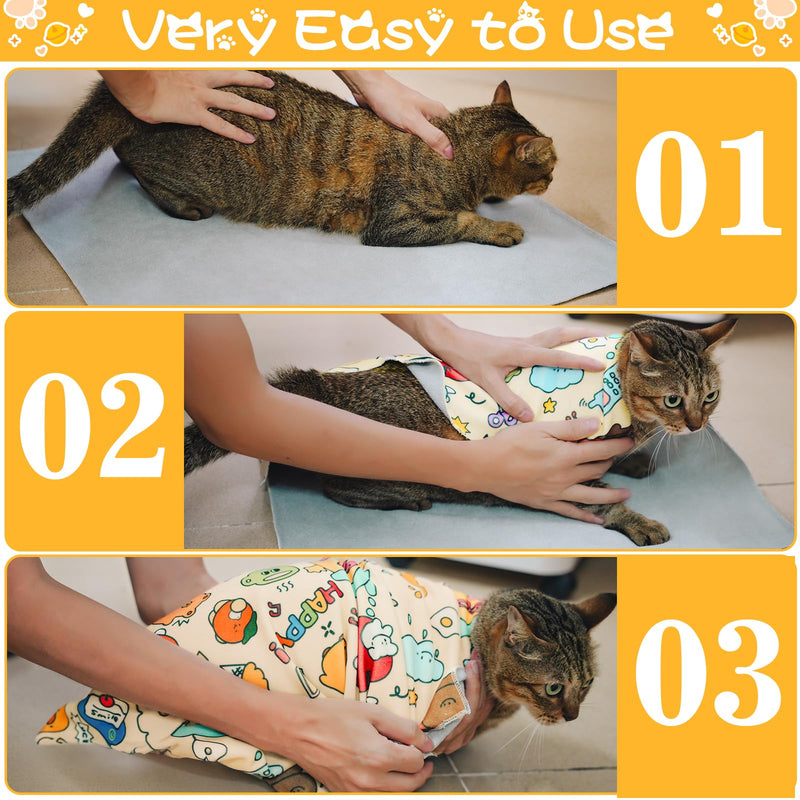 AIERSA XL Cat Wrap for Cutting Nails and Grooming, Cat Restraint Wrap for Nail Clipping, 27x27in Self-Adhesive Fabric Cat Swaddle Burrito Wrap for Nail Trimming, Cat Grooming Supplies XL(within 11lbs) 1pcs - PawsPlanet Australia