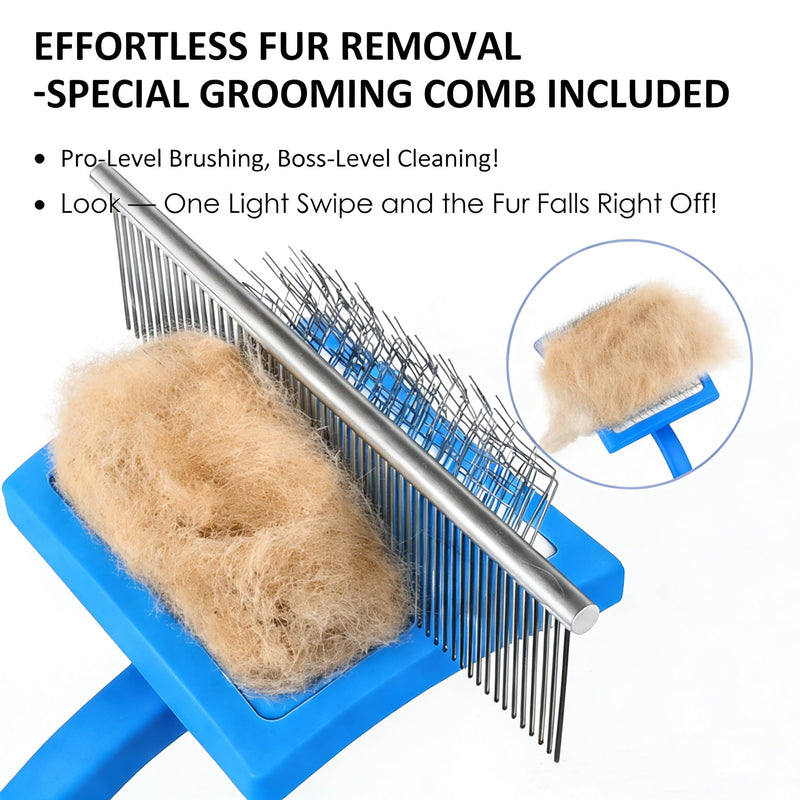 Slicker Brush for Dogs, Large Long Pin Dog Brush for Cockapoo Cavapoo Doodles Poodles Goldendoodle Labradoodle, 2 PCS Large Pet Comb and Grooming Brush, Wood Handle - Blue - PawsPlanet Australia