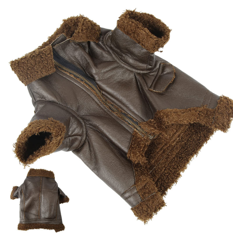 Dog Leather Jacket, Dog Winter Leather Coat Warm for Small Medium Large Dogs for Cats for Winter for Outdoor (S)