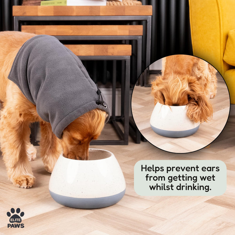 Elite Paws® UK: Luxury Dog Snood Ear Protector - Sumptuously Soft, Thick & Stretchy Fleece, with a Gentle, Warm Swaddling Effect, Ideal for Fireworks, Grooming, Travel & Everyday Comfort (Grey, XS) XS (Tiny breeds)