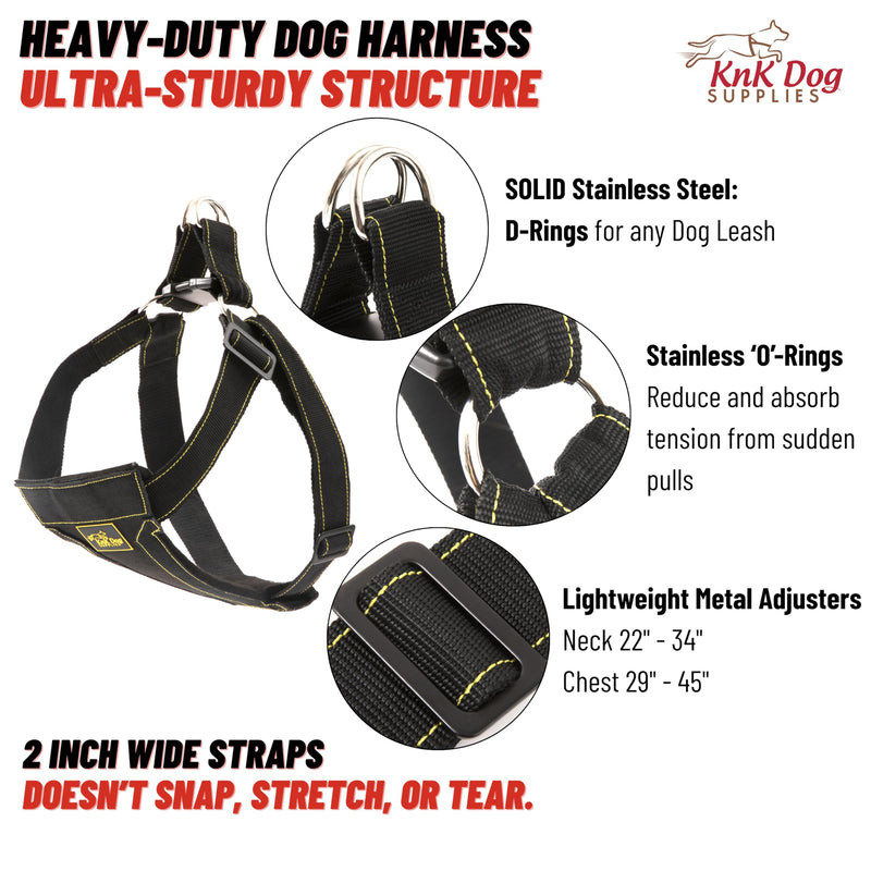 KNK Heavy Duty Dog Harness for Pitbull and Bullies – Tactical Dog Harness for Large Dogs and XL Breeds – Ultra-Durable Chest Support for Training, Walking and Strong Breeds - PawsPlanet Australia