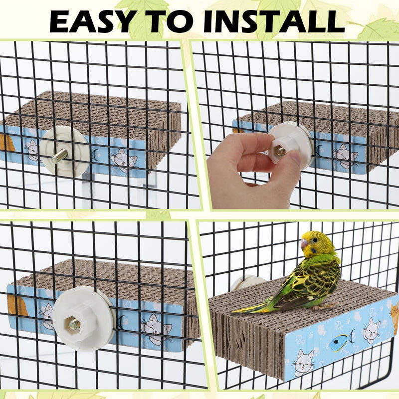 2 PCS Bird Chew Toy Parrot Cage Perch Cardboard Platform Bird Paw Grinding Stand for Cage Birds Resting Platform Stand Parrot Playground Exercise Toys ParakeetsCage Accessories - PawsPlanet Australia