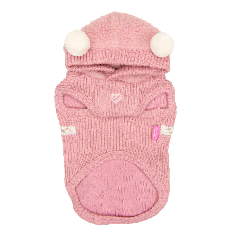 Pinkaholic New York Willow Cute Winter Hooded Shirts Flat Vertical Ribs Pattern for Small and Medium Dogs, Indian Pink, Medium - PawsPlanet Australia