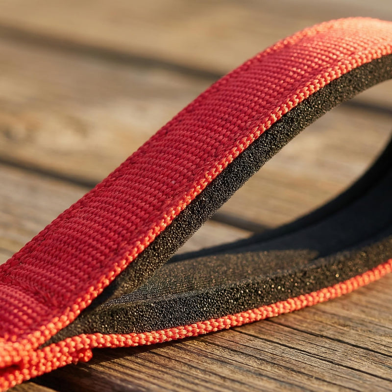 Chew Proof Metal Dog Leash with Built-in P-Chain Collar - 2FT/4FT for Small/Medium/Large Dogs (30-150lb), Anti-Bite Chain Link with Soft Padded Handle, 360° Rotating Clasp Red 4FT/ 120CM - PawsPlanet Australia