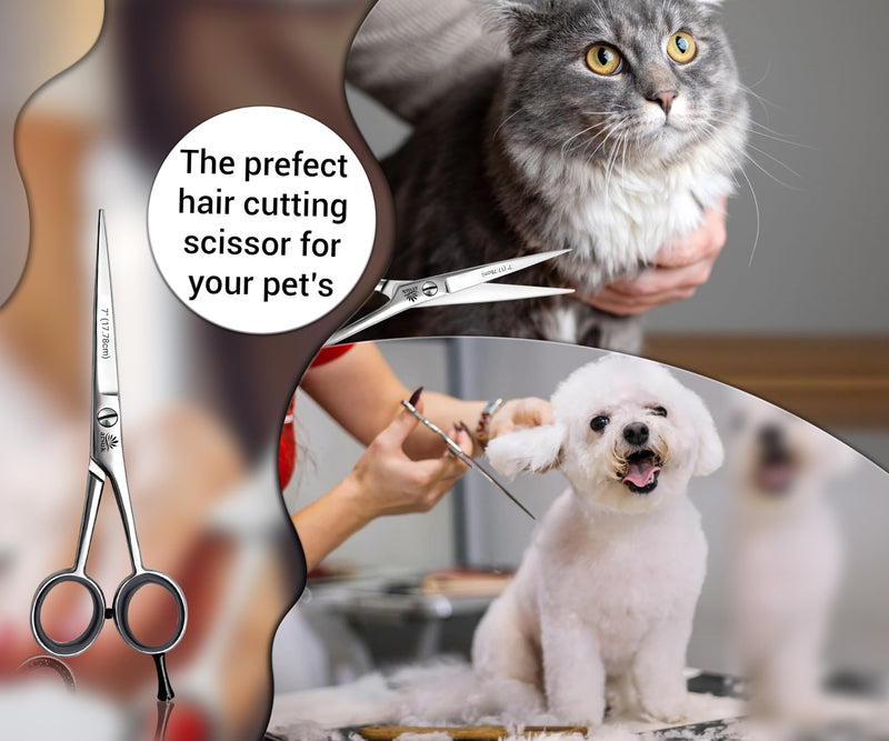 ARSUK Dog Hair Cutting Scissors 7 Inch – Stainless Steel Pet Grooming Scissors, Durable Lightweight & Safe to Use Straight - PawsPlanet Australia