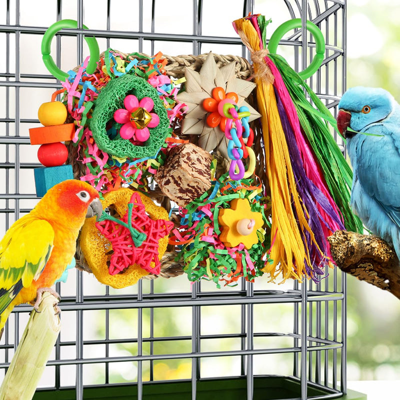 Bird Toys, Parakeet Toys Bird Foraging Toys Grass Mat Climbing Wall for Parakeet,Parrot,Cockatiel,Conure,Lovebird,Budgie Cage Small to Medium Birds (Warm Sun) Warm Sun - PawsPlanet Australia