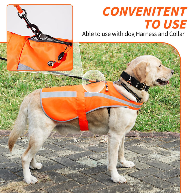 Reflective Dog Vest for Medium Large Dog, High Visibility Dog Safety Vest Harness with Dog Bell Keep Dog Safe from Hunting, Training & Cars Accidents Blaze Orange - PawsPlanet Australia