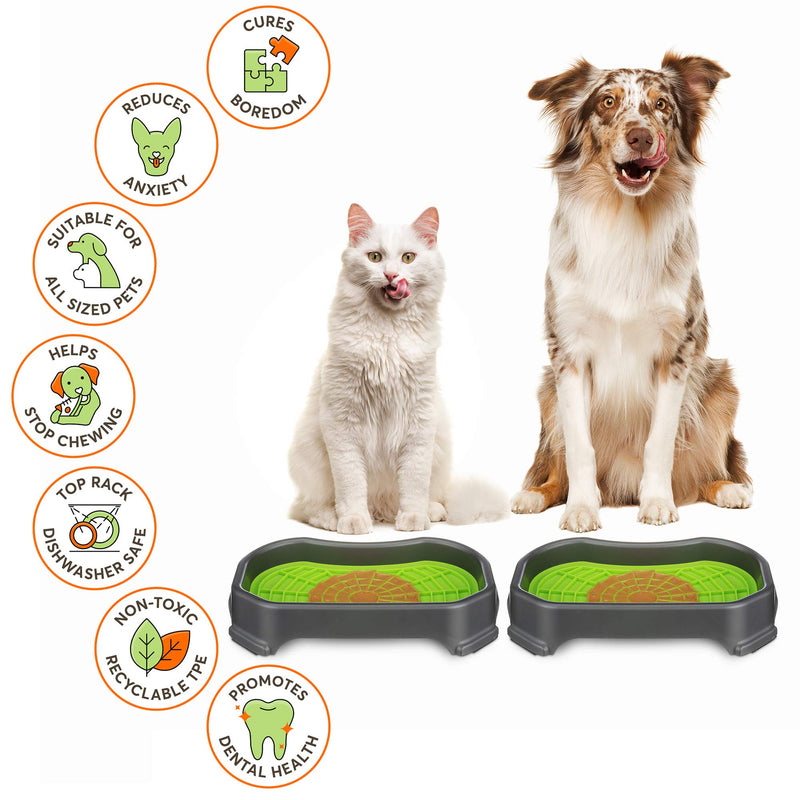 Neater Pet Brands - Pets - Neat-LIK Pad with Mess-Proof Tray Keeps Floors Clean Green Mat w/ Gunmetal Tray - PawsPlanet Australia