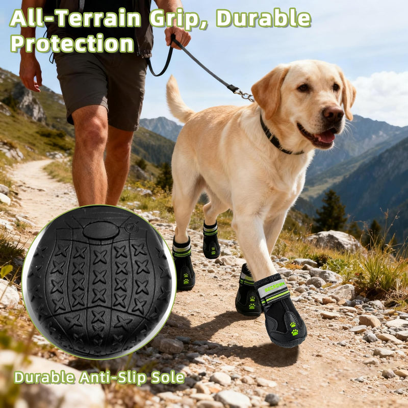 Dog Shoes&Dog Boots for Small,Medium,Large Dogs,Waterproof Non-Slip Shoes for Winter&Hiking,Adjustable Paw Protection, for Dogs(#6(Width 2.76inch) for 55-66 lbs) Black #6 (width 2.76inch) for 55-66 lbs - PawsPlanet Australia