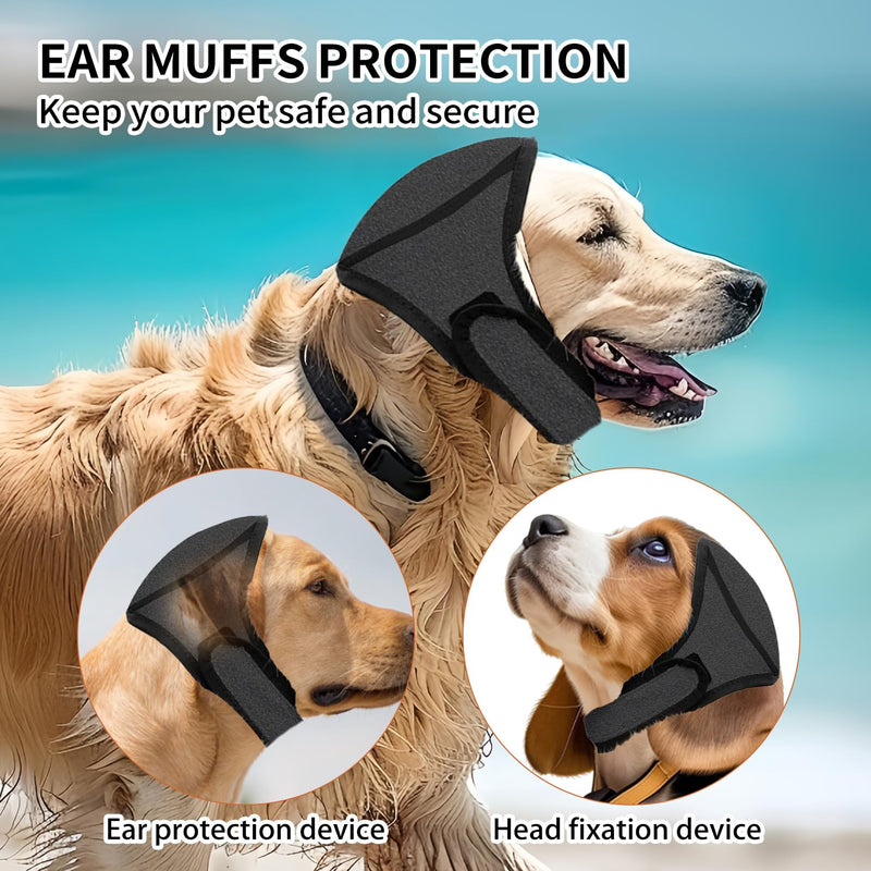 Dog Ear Defenders,Dogs Ears Muffs Noise Protection Adjustable Snood Calming Cancelling Pet Protectors Cover Head Wrap Headphones Covers,for Anxiety Relief Swimming Bath Grooming Thunder Fireworks (S) S