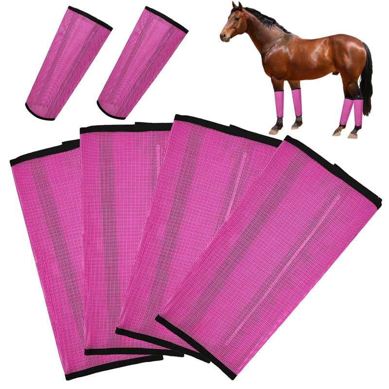 4 Pcs Fly Boots for Horses Mesh Fly Boots for Horses Set of 4 Pony Fly Boots Preventing Flies and Mosquitoes Bites Protect Horses Leggings Breathable Soft and Comfortable Pink