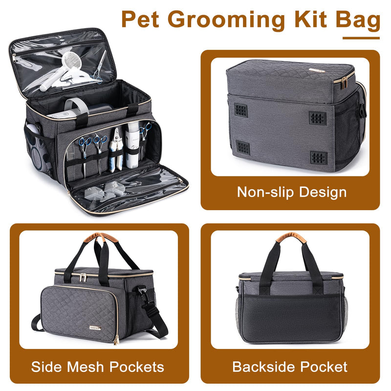 Dog Grooming Vacuum Bag, Pet Grooming Kit Bag Perfect for Dog Hair Vacuum & Grooming Tool Kit Accessories- Grey Gray - PawsPlanet Australia