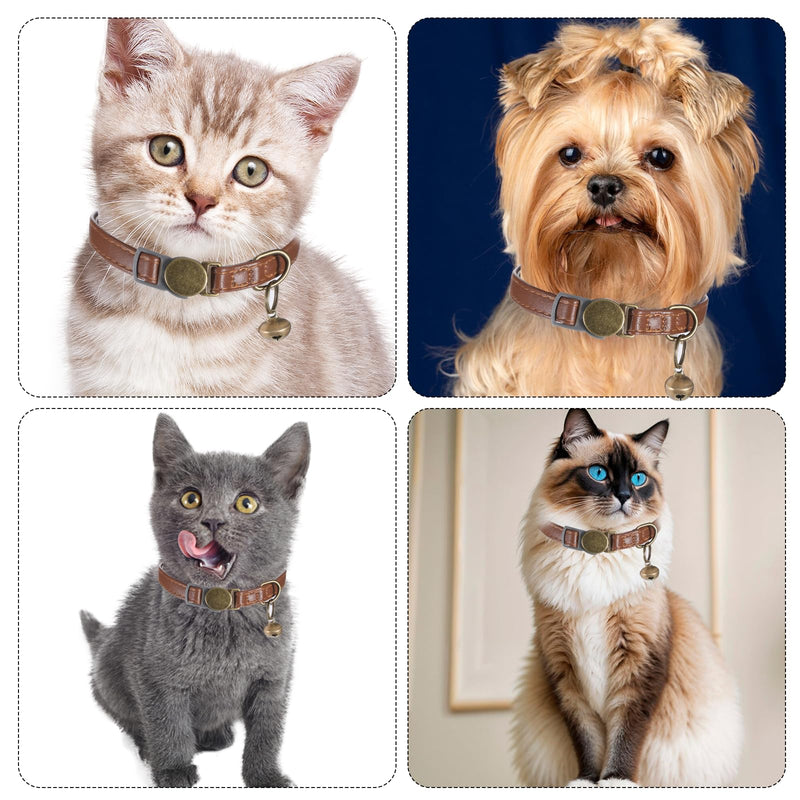 Leather Cat Collars with Bells, Safety Lightweight Pet Kitten Collars, Soft Adjustable Leather Kitten Collar for Most Cats and Small Dogs - PawsPlanet Australia