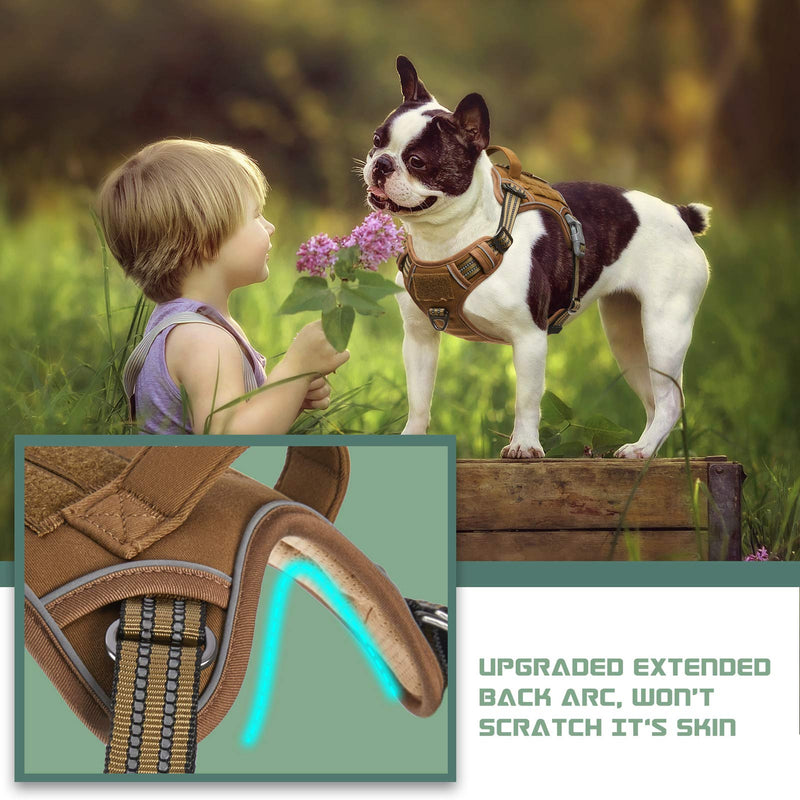 BUMBIN Tactical Dog Harness for Small Dogs No Pull, Famous TIK Tok No Pull Puppy Harness, Fit Smart Reflective Pet Walking Harness for Training, Adjustable Dog Vest Harness with Handle Brown S S(Neck:13-16", Chest:15-23") - PawsPlanet Australia