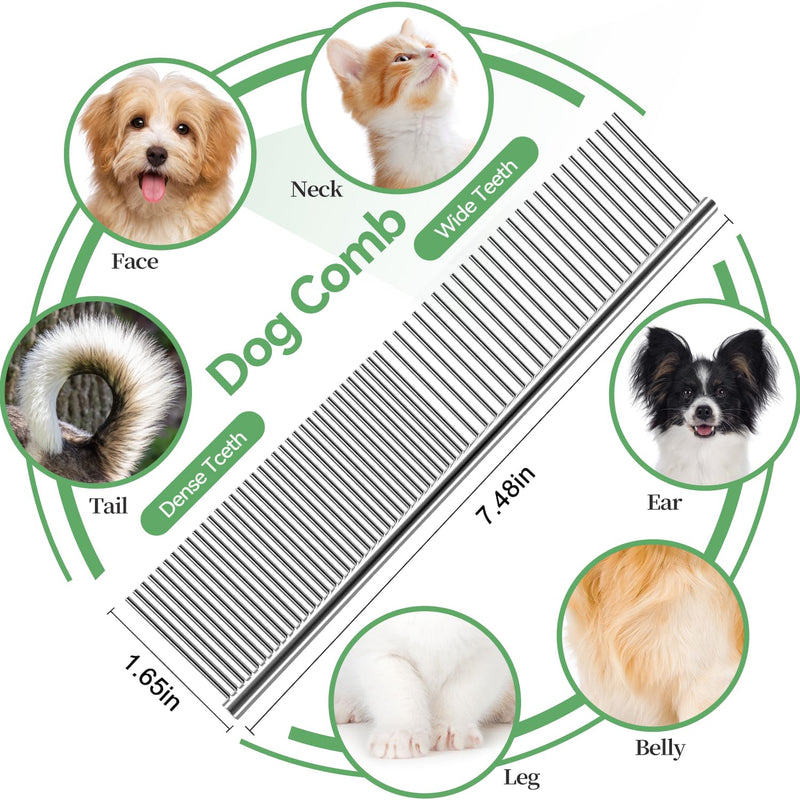 Dog & Cat Brush,Pet Grooming Kit 4PCS- Dog Brush for Shedding| A Pair Pet Hair Removal Gloves| Metal Comb for dog.Removes Undercoat, Loose Hair, Tangled, Dirt and Massages. All hair Types 4PCS-Green - PawsPlanet Australia