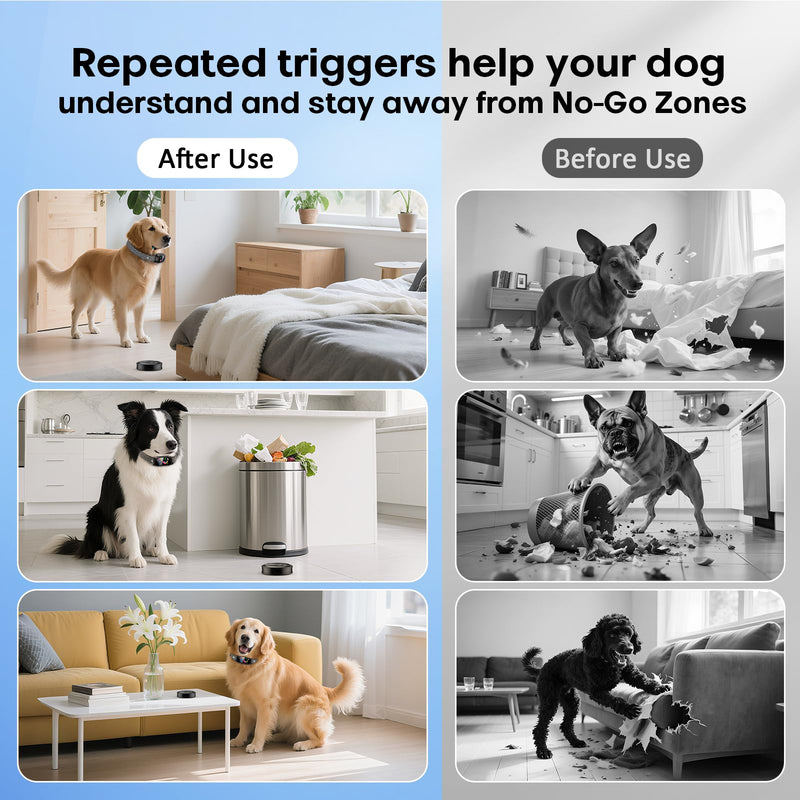 Dog Bark Collar for Small Medium Large Dogs – Rechargeable Anti-Bark Training Collar with Beep & Vibration, Plus Indoor No-Go Zone to Block Trash or Furniture,5 Sensitivity Levels - PawsPlanet Australia