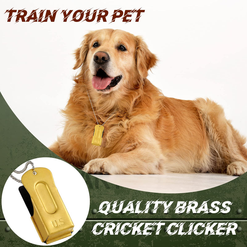Jenaai 3 Pieces Dog Training Clicker Necklace Signaling Cricket Clicker Brass Pet Training Clicker for Puppy Dogs Cat(Gold) Gold - PawsPlanet Australia